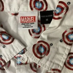 Marvel | Shirts | Marvel Captain America Short Sleeve Shirt Button Down ...